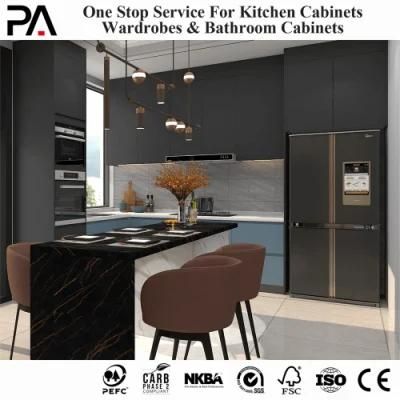 PA Modern Design HPL Glossy Black Handles Luxury Affordable 2 Tone Painted Modern Kitchen Cabinets