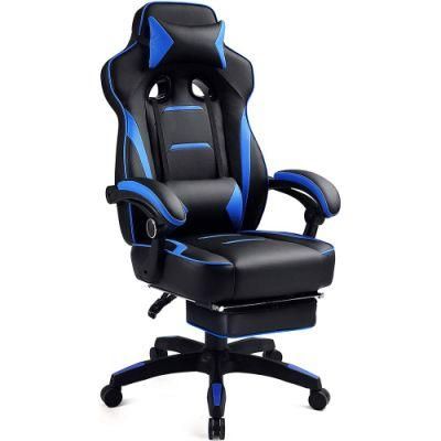 Black Blue Gamer Seat Swivel Gaming Chair with Linkage Armrest