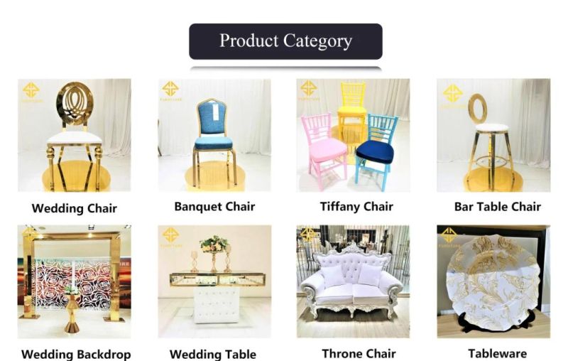 Luxury Gold Stainless Steel Frame White Leather Wedding Reception Chair for Sale