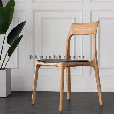 Modern Accent Wholesale Restaurant Cafe Wooden Dining Chair Solid Wood Leather Upholstered Dining Room Home Furniture