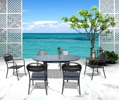 Modern Home Villa Outdoor Black Aluminum Chair Garden Furniture Dining Table Set