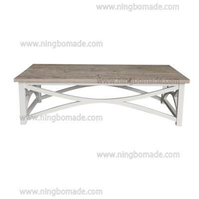French Classic Provincial Vintage Furniture White and Pure White Recycled Fir Wood Coffee Table