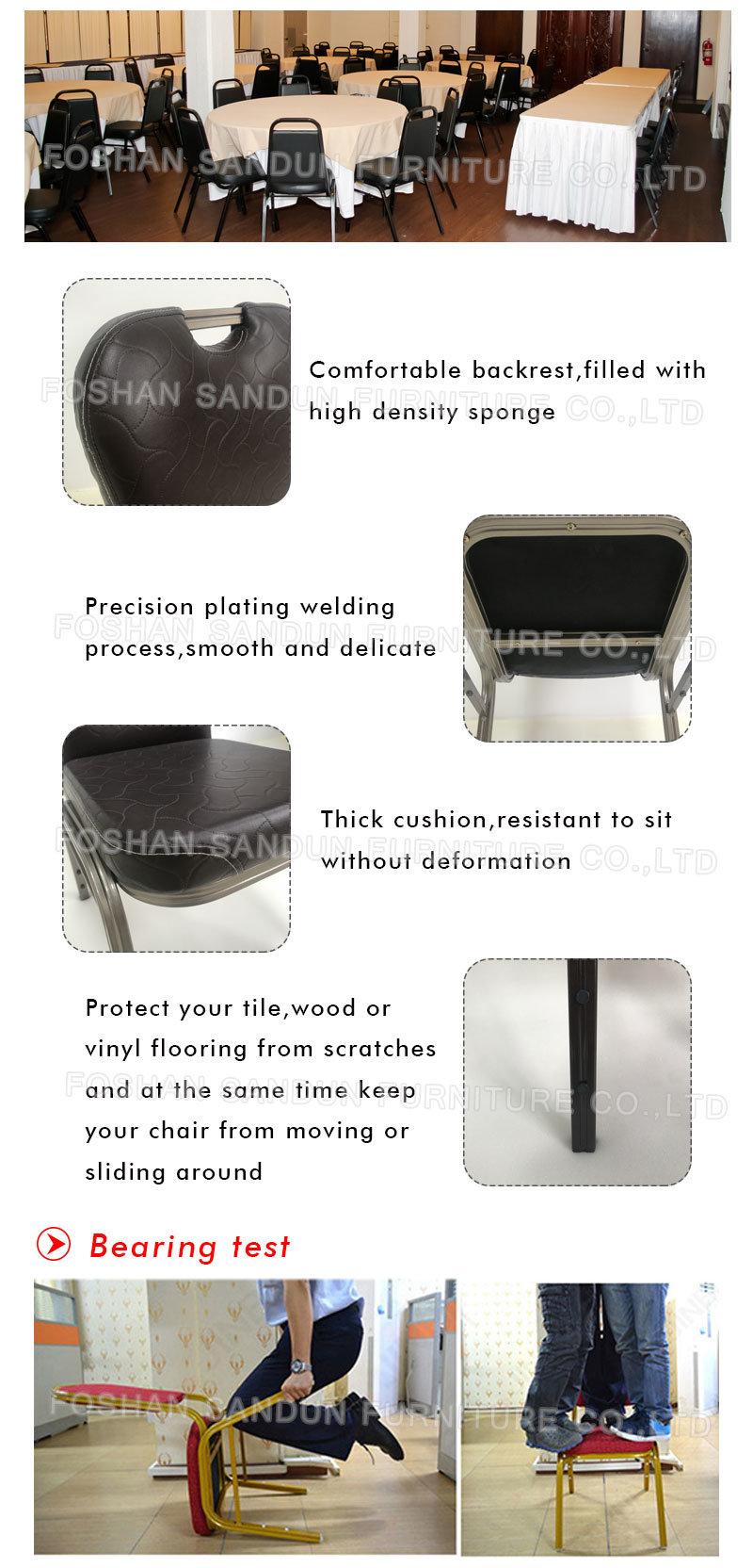 Strong and Comfortable Black PU Leather Cushion Dining Event Banquet Chair