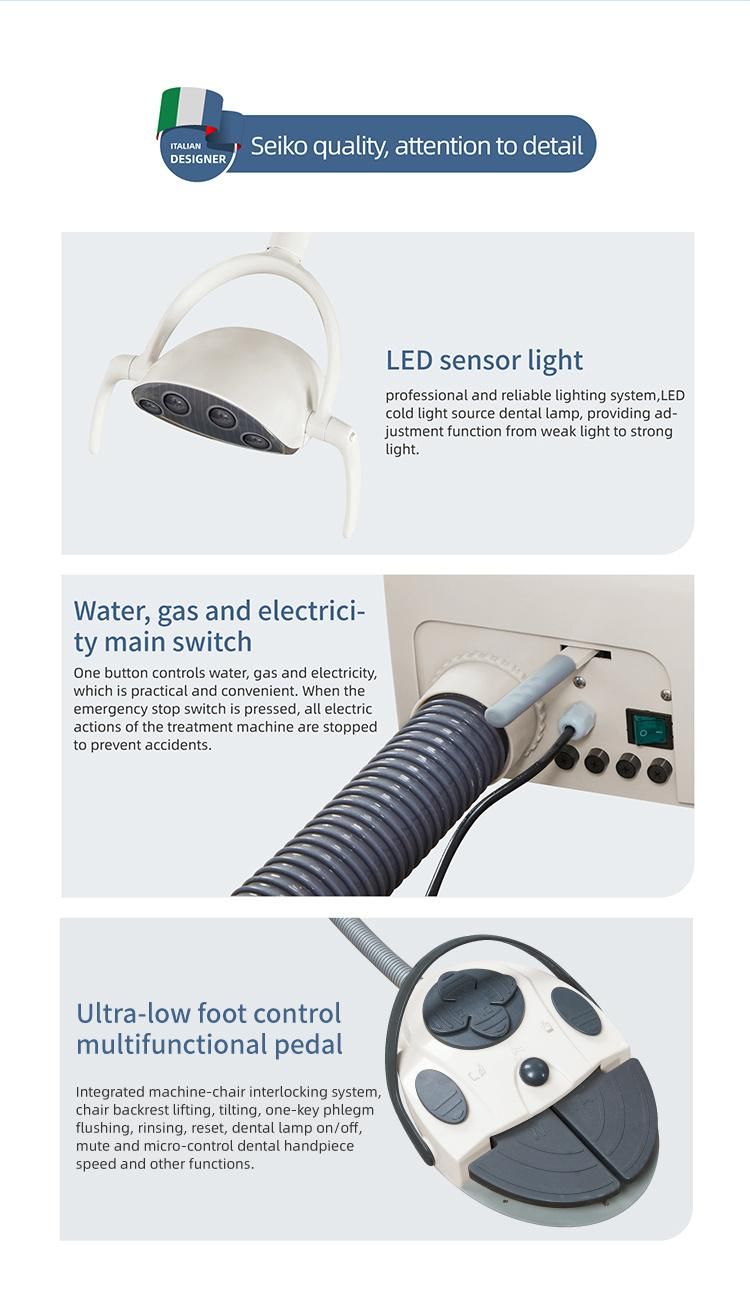 Dental Chair Leather with Aoto Spitton Flush and Cup Filler Control System