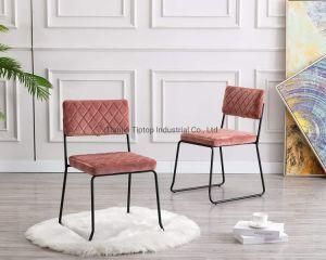 Nordic Style Hot Selling Comfortable High Back Metal Leg Modern Upholstery Dining Chair