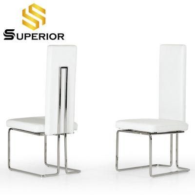 Foshan Antique Stainless Steel White Synthetic Leather Restaurant Dining Chair