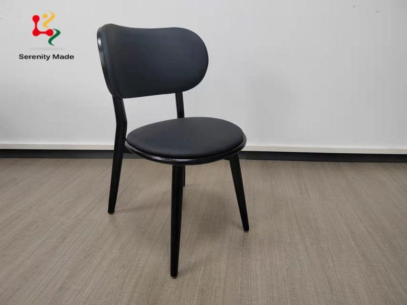 Customized Made Simple Style Wood Frame Upholstered Leather Hotel Restaurtant Cafe Dining Chair