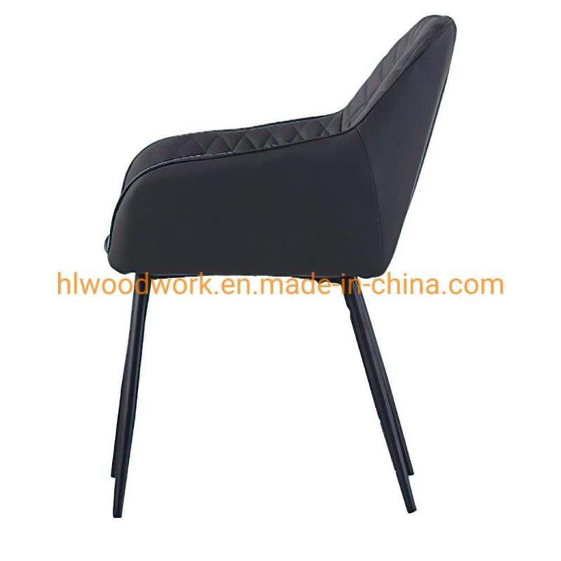 Hot Selling Dining Room Furniture Luxury Metal Legs Upholstered Leather Dining Chairs Armchair Indoor Room Furniture Velvet Dining Chair