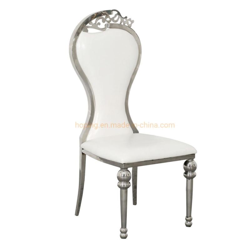 Factory Price Royal Dynasty Dining Chair High Back Stainless Steel Hotel Chair New Design Modern Style Hotel Restaurant Wedding Dining Chair