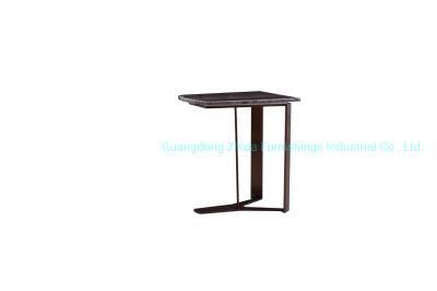 White Marble Top Side Table Modern Style