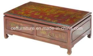 Antique Reproduction Art Home Red Leather Chinese Coffee Table