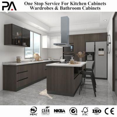 PA Guangdong Modern Melamine Finish Design Flat Pack Solid Wood Pantry Uniy Kitchen Cabinet Custom