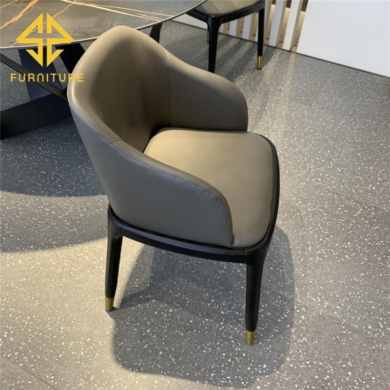 Modern Luxury Metal Frame Leather Dining Chair