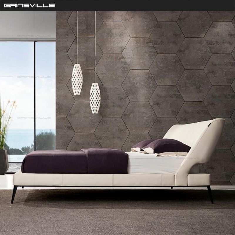 Top Selling Leather Bed Sofa Bed Upholstered Bed Home Furniture Modern Furniture Bedroom Furniture in Italy Style