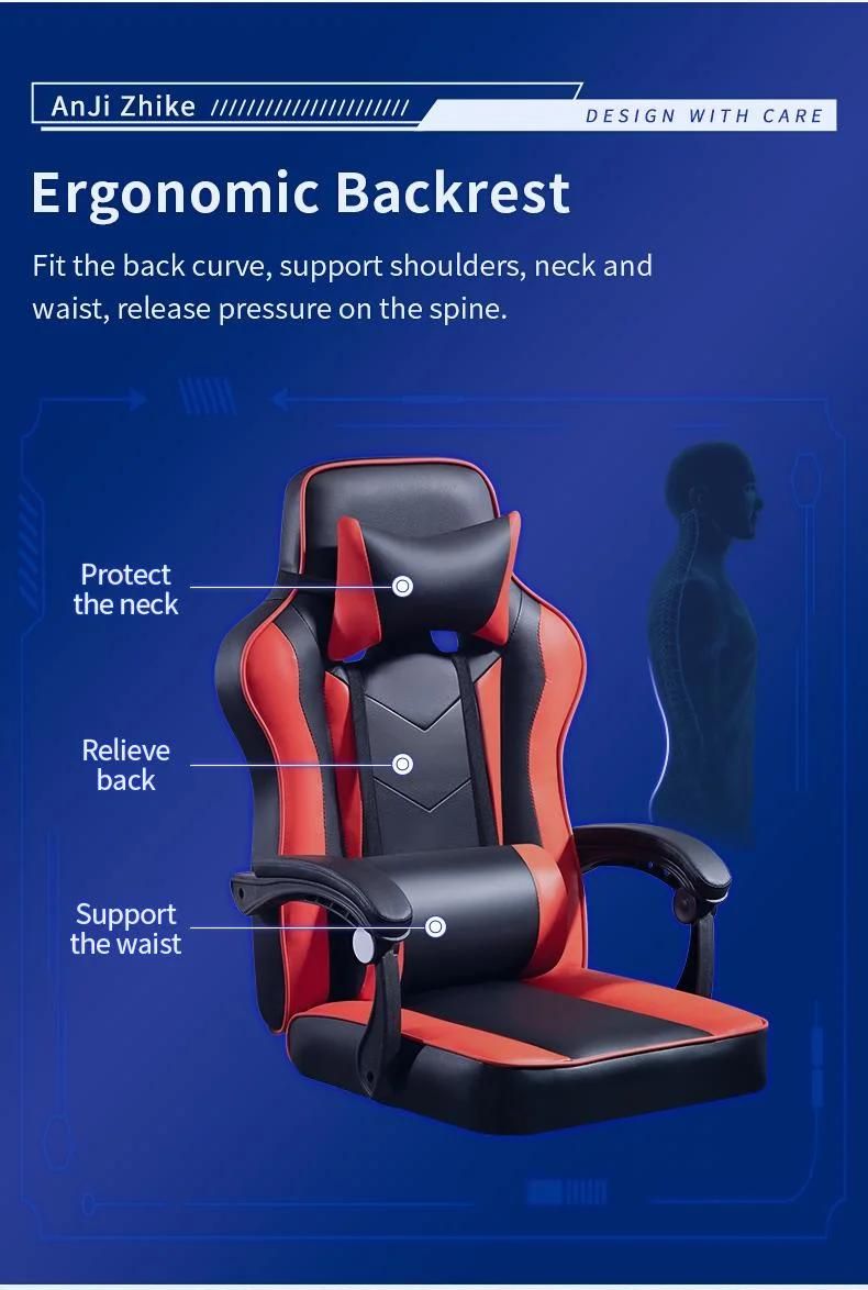 Factory Wholesale Leather Adjustable Reclining S LED Light Racer RGB Silla Gamer E-Sports Chair Gaming Chair with Footrest