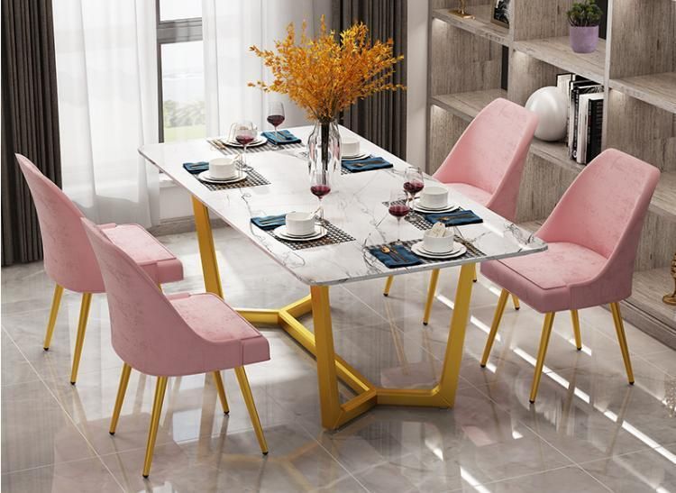 Light Luxury Dining Chair Home Modern Minimalist Restaurant Leather Nordic Restaurant Dining Furniture Modern Pink Velvet Dining Room Chairs