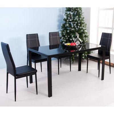 Dining Table Set Glass Top Dinette Dining Table Sets with 4 PU Leather Chairs for Dining Room Kitchen Furniture