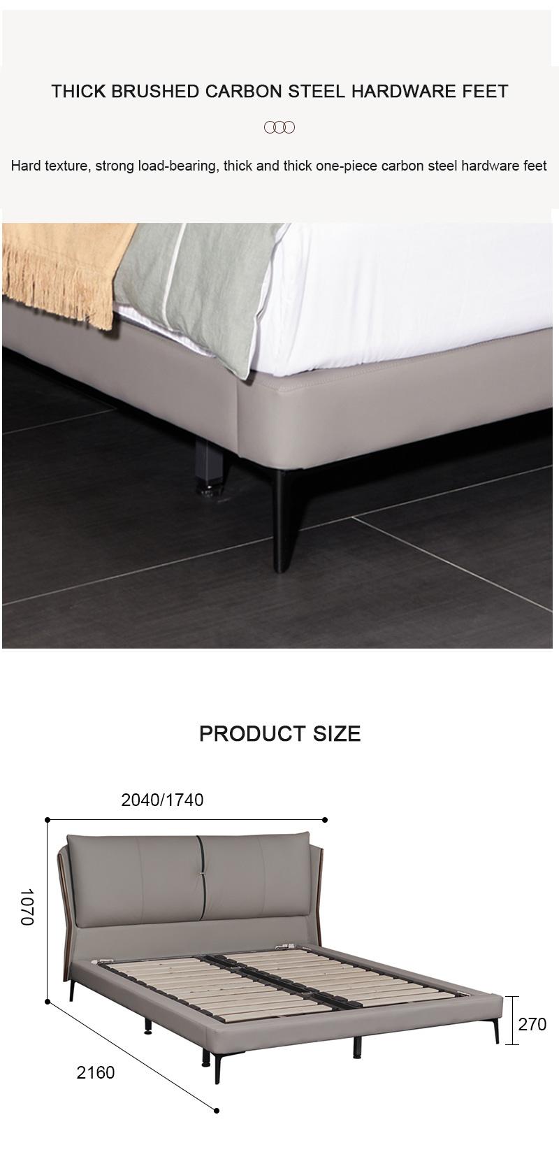 Wholesale Bedroom Hotel Furniture Genuine Leather King Bed