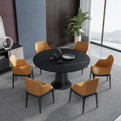 Modern Home Restaurant Dining Furniture Marble Round Noble Black Dining Table