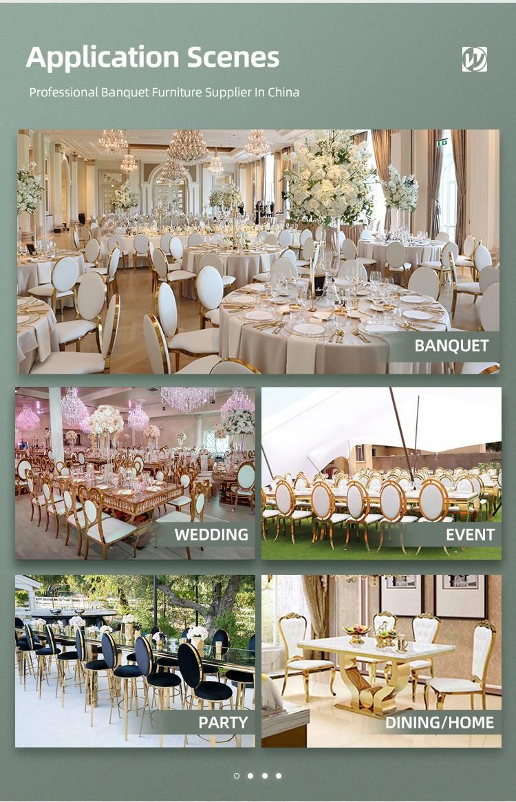 Popular Design Wholesale White PU Leather Golden Metal Stainless Steel Hotel Banquet Dining Wedding Chair