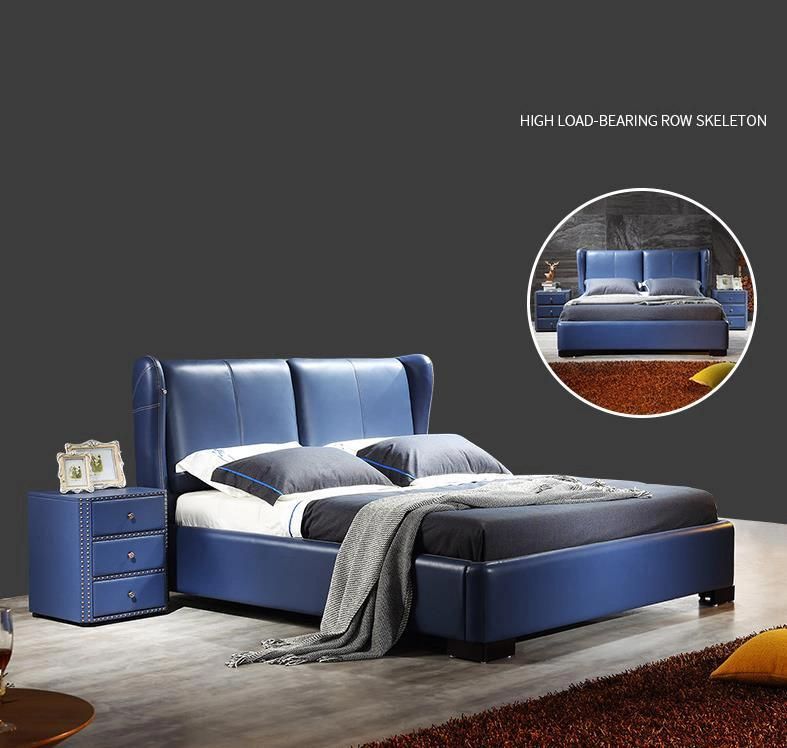 Latest Design Faux Leather Upholstered Bed with LED for Bedroom Furniture