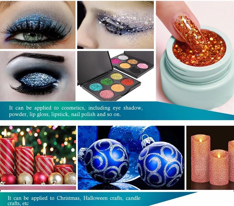 Eco-Friendly Cheap Wholesale Holographic Blue Chunky Glitter Powder for Nail Art Cosmetic