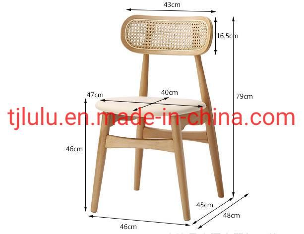 Best Selling Nordic Modern Natural Wood Cane Wicker Rattan Back Cafe Restaurant Dining Chair Living Room