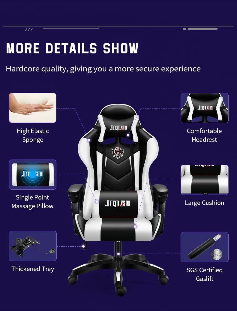 Wholesale Custom Logo PU Leather Four Points Fixed Armrest PC Ergonomic Silla Gamer Computer Gaming Chair with Footrest