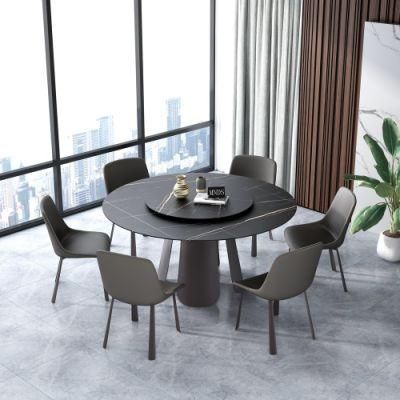 Luxury Modern Marble Texture Restaurant Home Furniture Set Round Table Dining Chair
