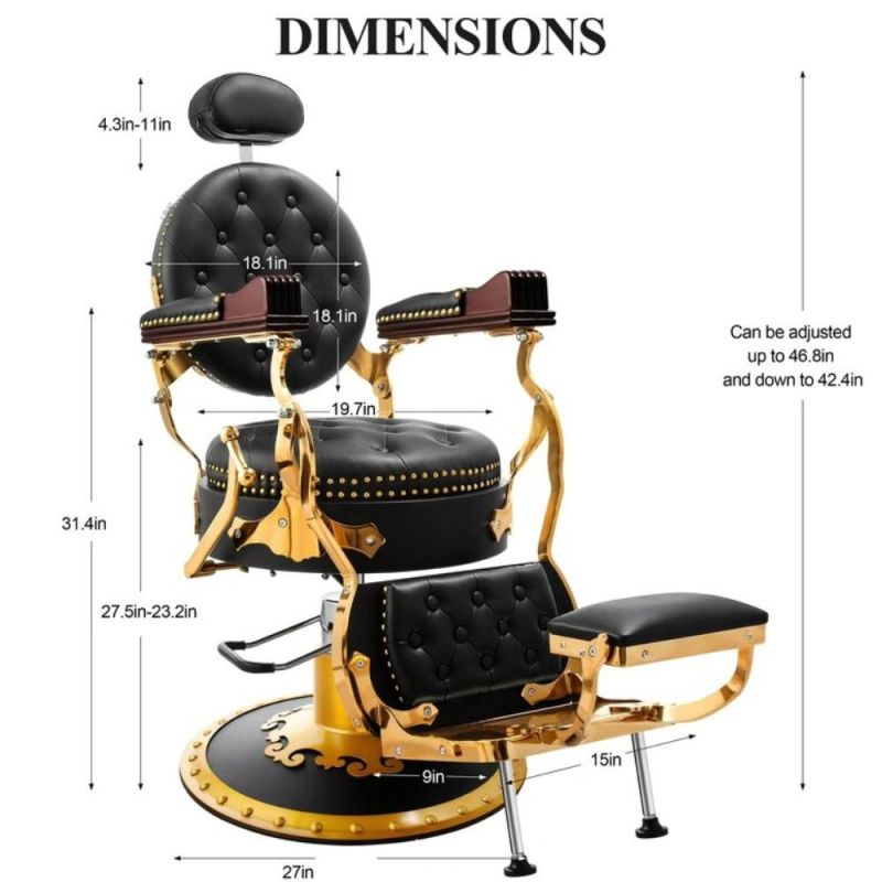 Hl-9260A Salon Barber Chair for Man or Woman with Stainless Steel Armrest and Aluminum Pedal