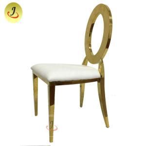 Stacking Banquet Wedding Stainless Steel Leather Round Back Dining Chair