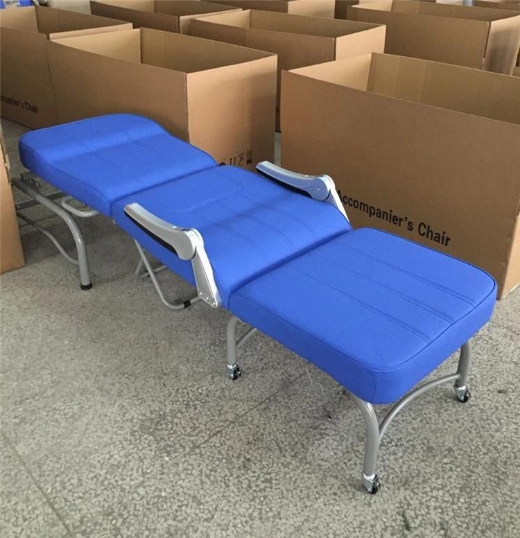 Bt-Cn014 Hospital Furniture Foldable Patient Steel Attendant Chair Medical Accompany Chair Bed Leather Cover Price