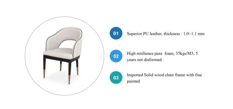 Zode Home Furniture Coffee Hotel PU Fabric Metal Legs Dining Chair