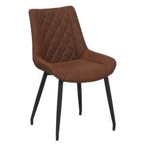 PU Leather Dining Chair with Black Color Powder Coating Legs