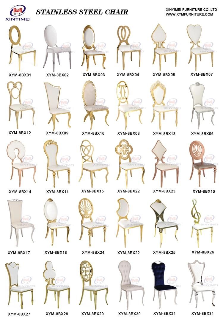 Hot Sale Wedding Furniture Round Back Gold Stainless Steel Chair