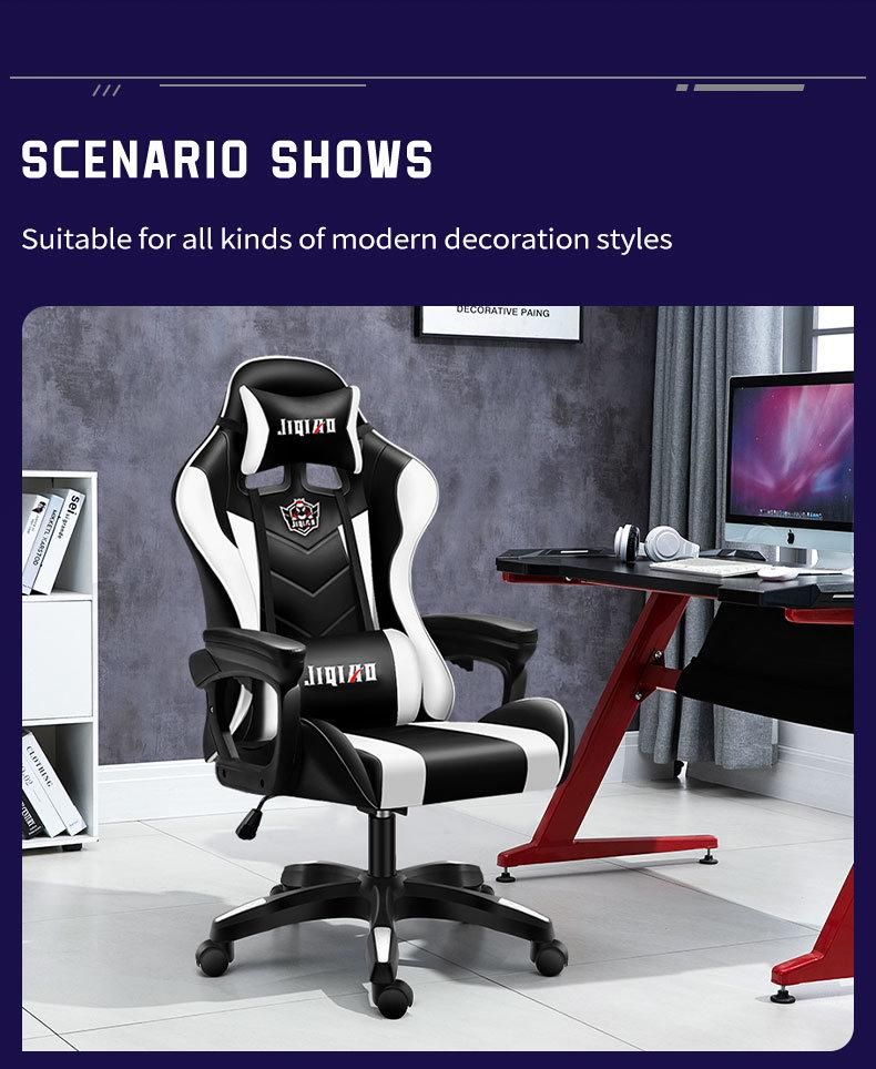 Wholesale Custom Logo PU Leather Four Points Fixed Armrest PC Ergonomic Silla Gamer Computer Gaming Chair with Footrest