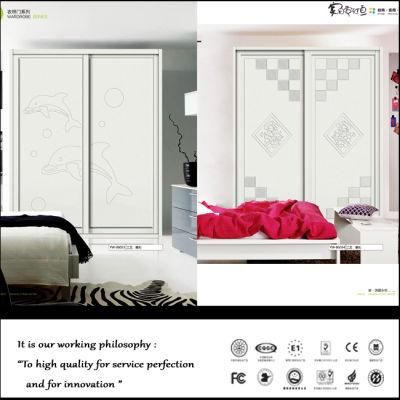 E1 Particle Board Sliding Door Wardrobe with Carving