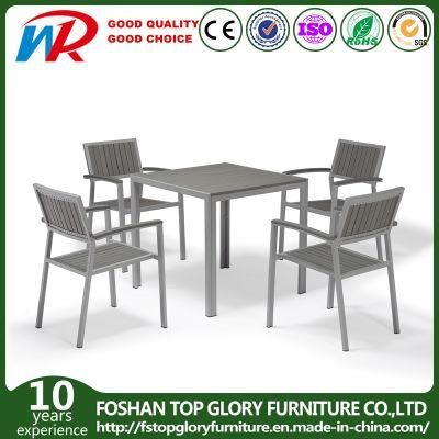 Hot Sales Outdoor Garden Metal Furniture Aluminum Plastic Wood Dining Set