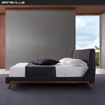 Wholesale Modern Home Furniture Leather Fabric Bed with Wooden Legs Gc1705