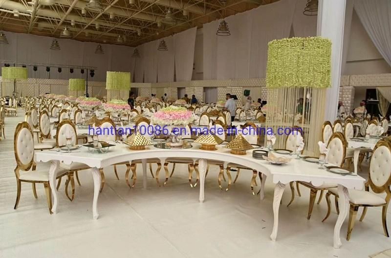 White Chair Moon Shape Stainless Steel Royal Rose Gold Wedding Chairs