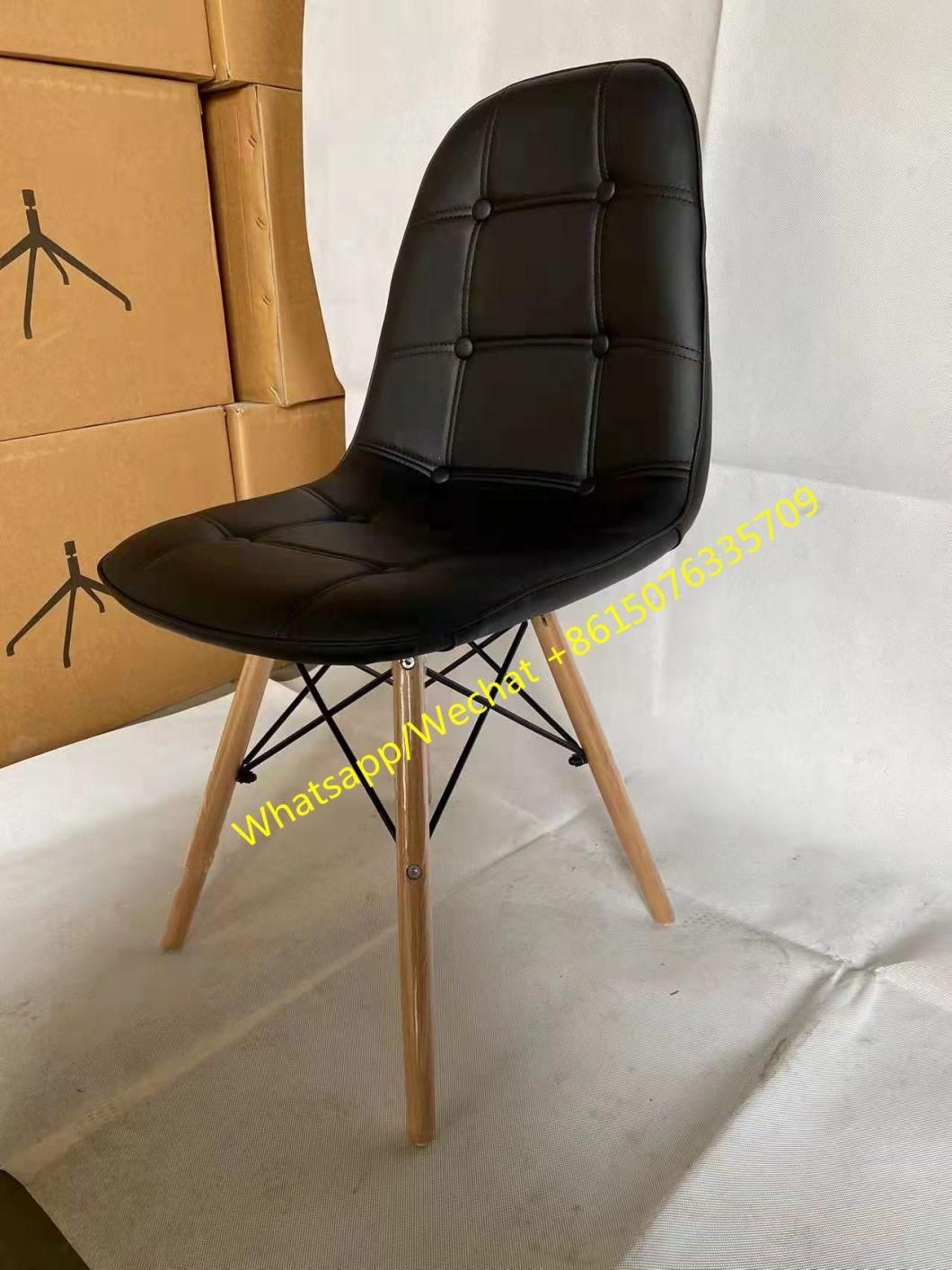 Dining Chair with PU Leather Covered Seat and Beech Solid Wood Legs PU Leather