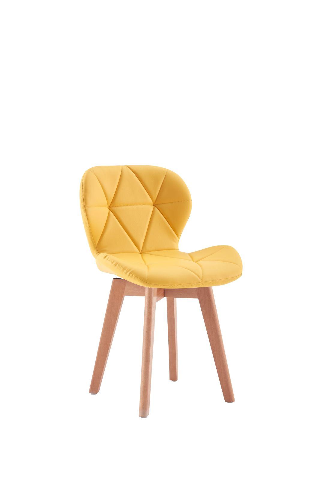 2021 Modern Design Cheap Home Furniture PU Leather Dining Room Chairs Beech Wood Legs Colorful Fabric Dining Chair