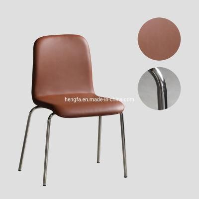Custom Modern Leather Dinner Furniture Metal Frame Dining Chair