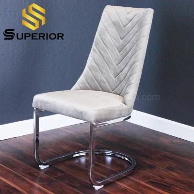 Stylish Modern Restaurant Furniture Metal Chromed Frame Velvet Dining Chairs