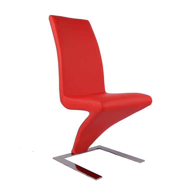 2021 Hot Sale Different Colors Optional PU Leather Dining Chair Bow Chair with Metal Tube Legs