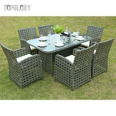 Hot Selling Balcony Outdoor Aluminum Frame Dining Table Garden Set with Rattan Chairs