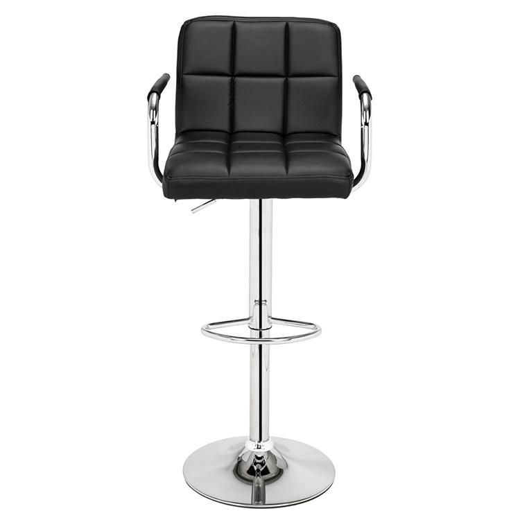 Custom Color Black Bar Stools Classic Stainless Steel PU Leather Bar Chair Modern