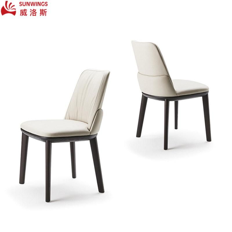 Light and Luxury Solid Wood PU Leather Dining Chair for Living Room