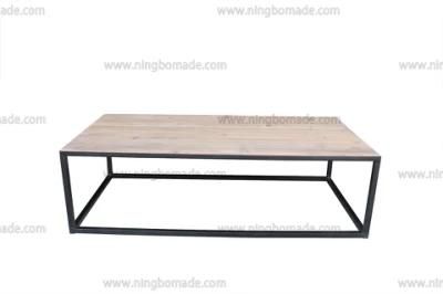 Nordic Country Farm House Design Furniture Nature Reclaimed Fir Wood and Black Metal Coffee Table