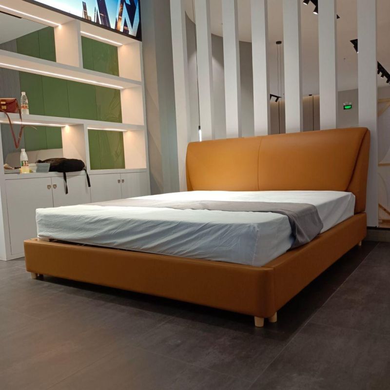 2310*1780*1100 mm 1.5 M Width PU Leather Modern Bed with Low Bed Leg